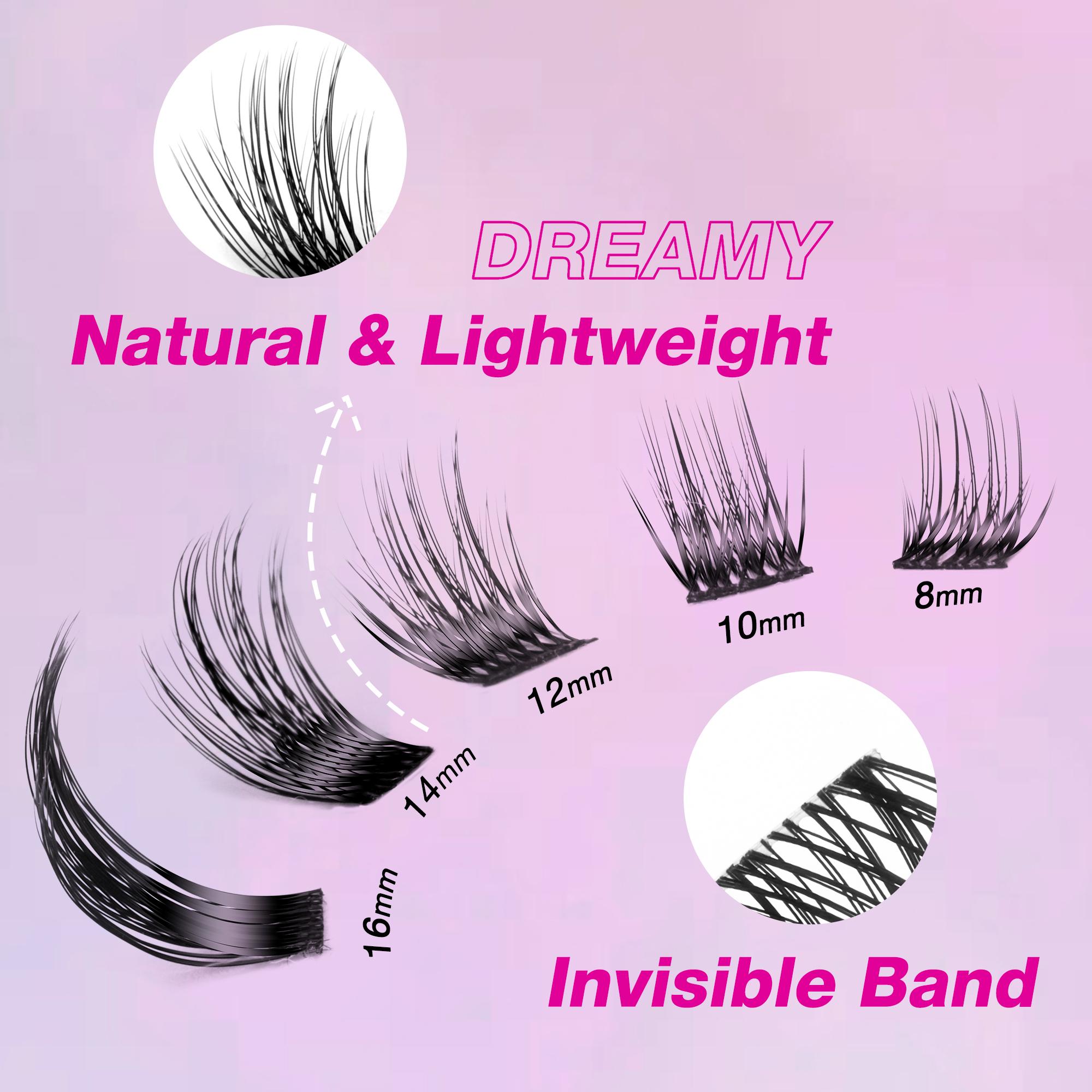 Veyesbeauty Cluster Lashes Individual Lash Extensions Layered Eyelashes Wispy Faux Mink Lash Newbie's Five-Second DIY Mixed Length for Self Application Makeup at Home Cosmetic Eyelashes Extensions