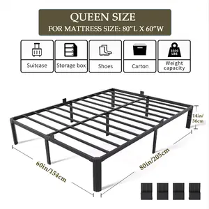 XUKIL Bed Frames 14Inch Heavy Duty Metal Platform 3500LBS,Storage Space,Easy Assembly,No Box Spring Needed,Noise-Free Sturdy Steel Slats