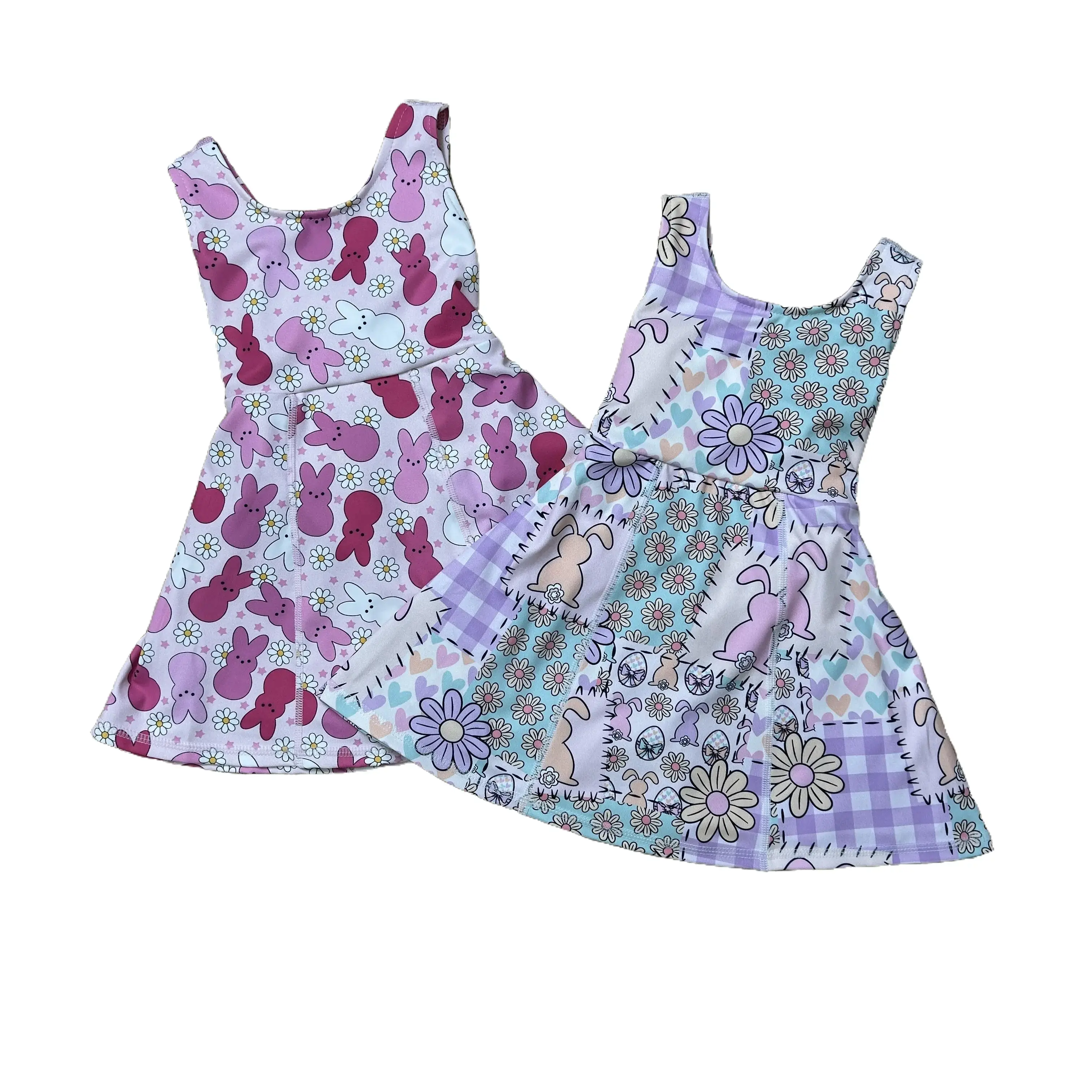 Adorable Easter Bunny Dress for Active Girls, Stretchy Fabric, Comfy & Ideal for Yoga Playtime