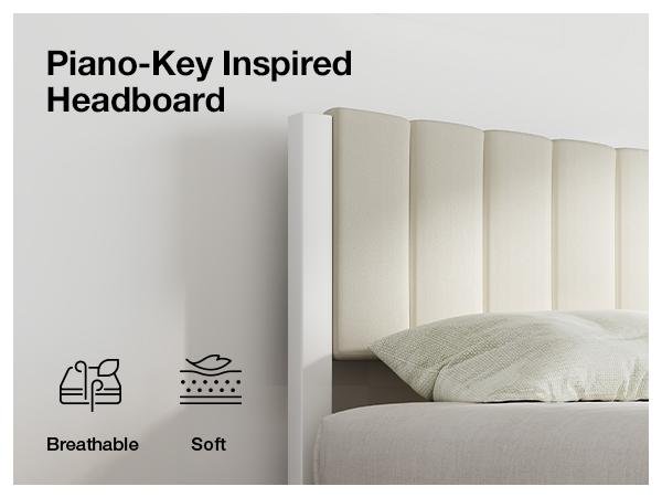 Novilla  Bed Frame Upholstered Platform Full/Queen/King Bed Frame with Adjustable Headboard, Strong Weight Capacity, No Box Spring Needed, Easy Assembly, Grey Modern Unique Bedroom Furniture,Holiday Haul