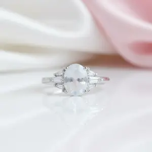 Oval Cut Moonstone Engagement Ring