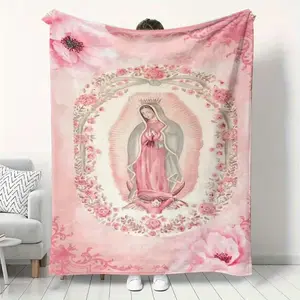 Soft Funny Throw Blanket Virgin Mary Printed Flannel Blanket Soft Funny Throw Blanket Cozy Lightweight Plush Portable Cover Blanket For Sofa,Warm Gift For Birthday,Christmas,Multiple Blankets