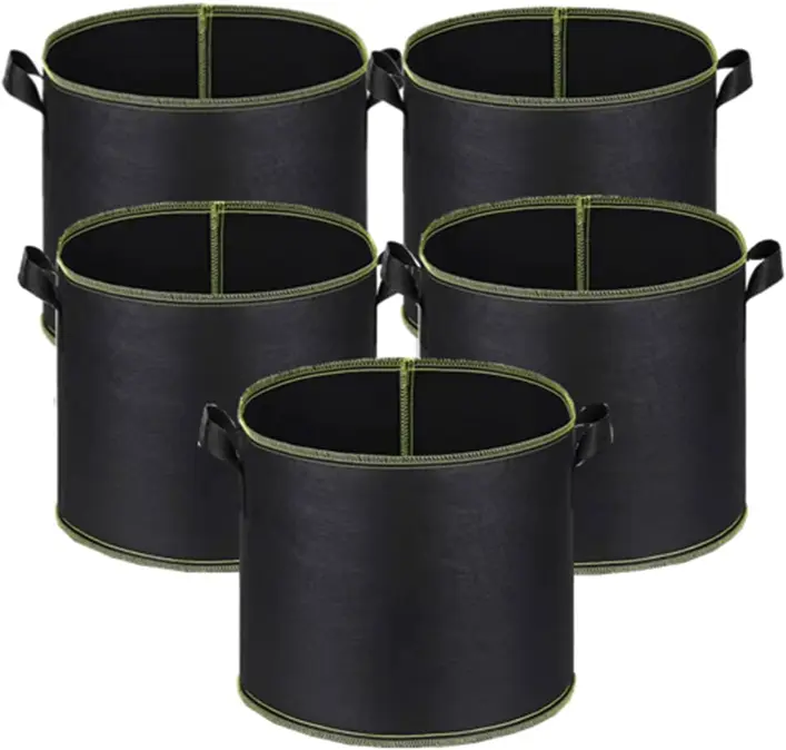 5 piece 3 gallon heavy-duty planting bag, non-woven plant basin with handle, suitable for vegetable, flower, and herb cultivation, ideal for indoor and outdoor gardening