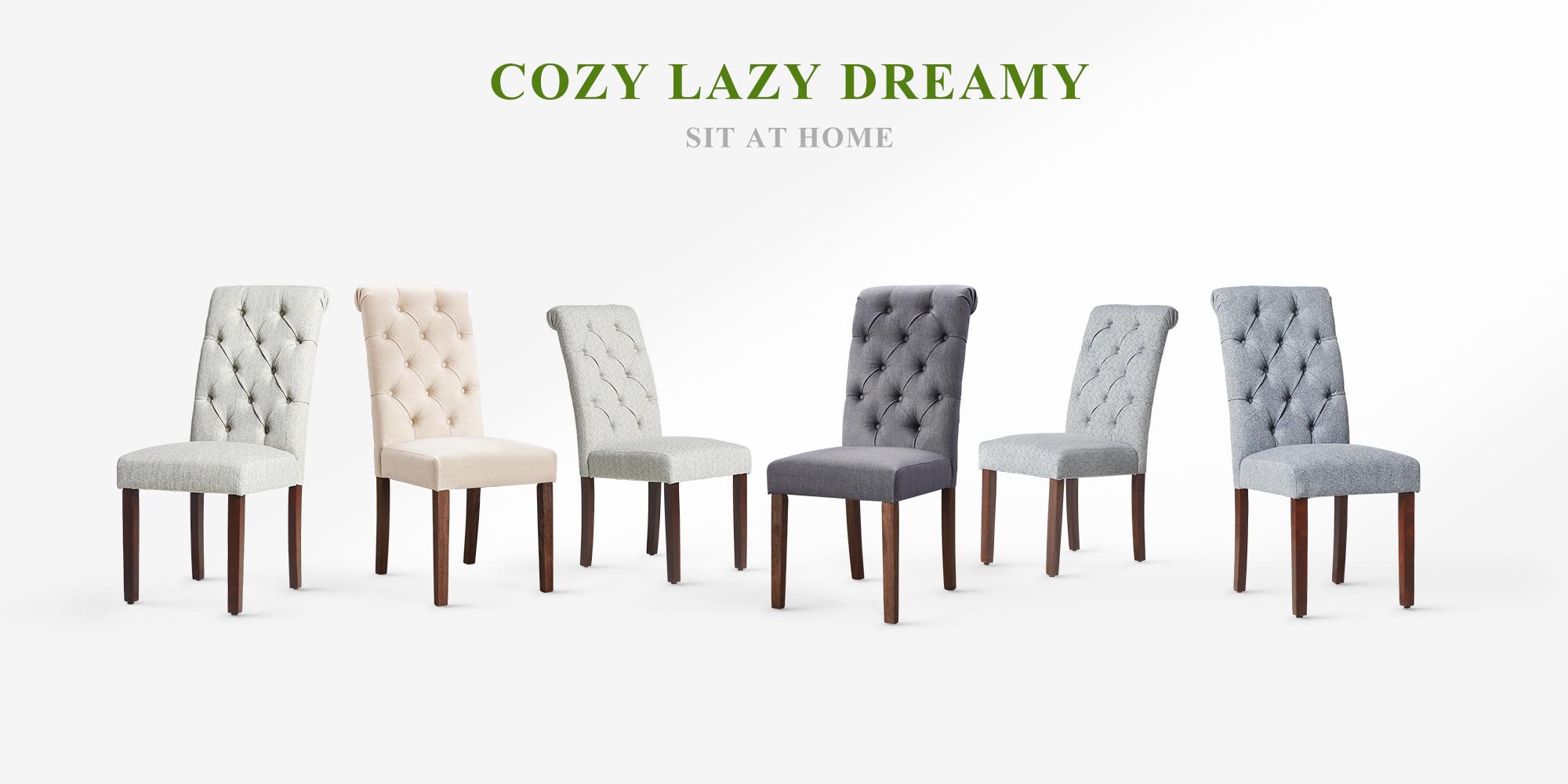 COLAMY Tufted Dining Room Chairs Set of 2, Accent Parsons Diner Chairs Upholstered Fabric Side Stylish Kitchen Chairs with Solid Wood Legs and Padded Seat - Beige COLAMY Tufted Dining Room Chairs Set of 2, Accent Parsons Diner Chairs Upholstered Fabric Side Stylish Kitchen Chairs with Solid Wood Legs and Padded Seat - Beige