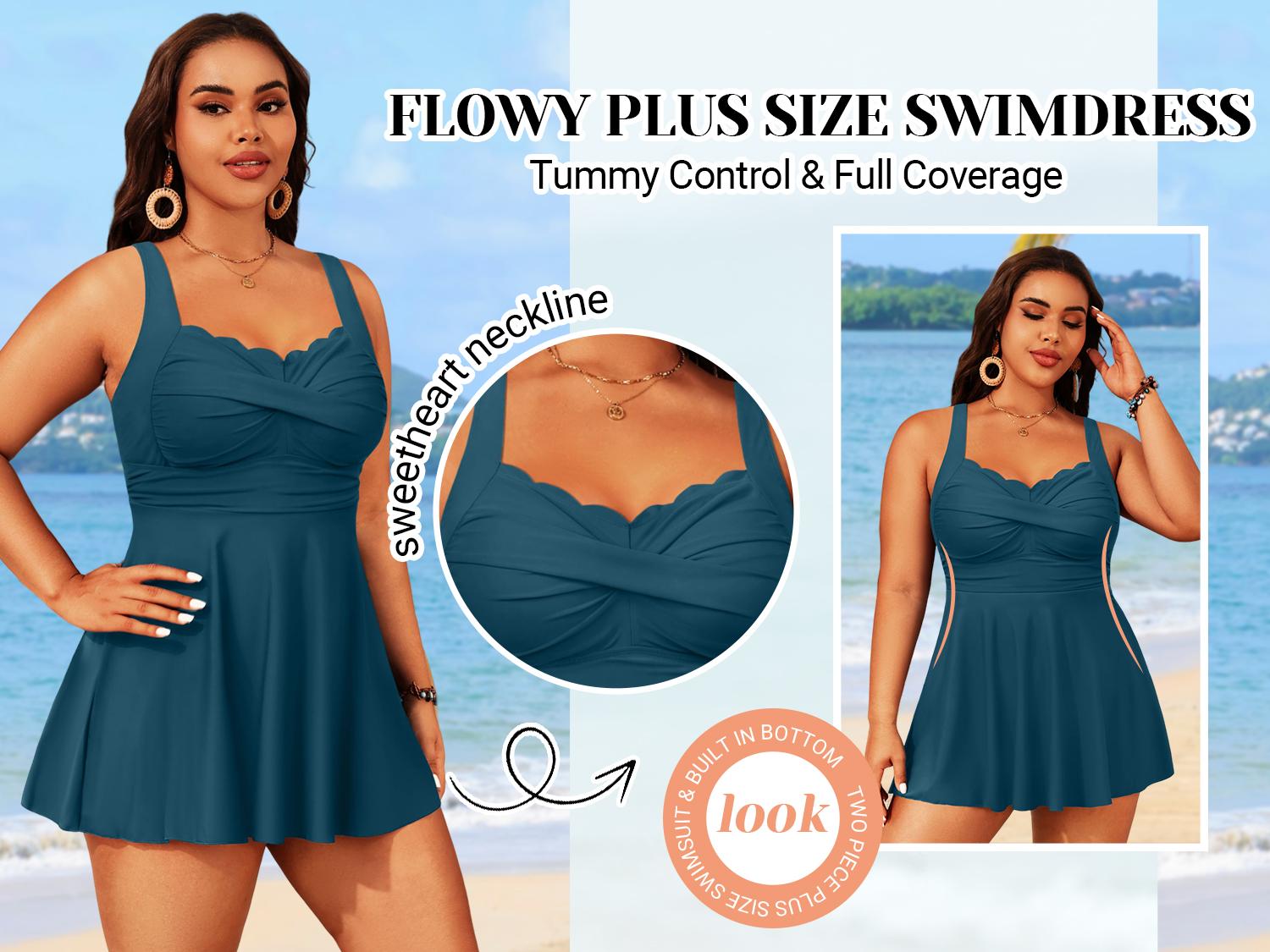 Aqua Eve Plus Size Swim Dress - Two Piece Tankini Tummy Control Bathing Suit with Shorts 2026 Swimsuit Aqua Eve Plus Size Swim Dress - Two Piece Tankini Tummy Control Bathing Suit with Shorts 2026 Swimsuit
