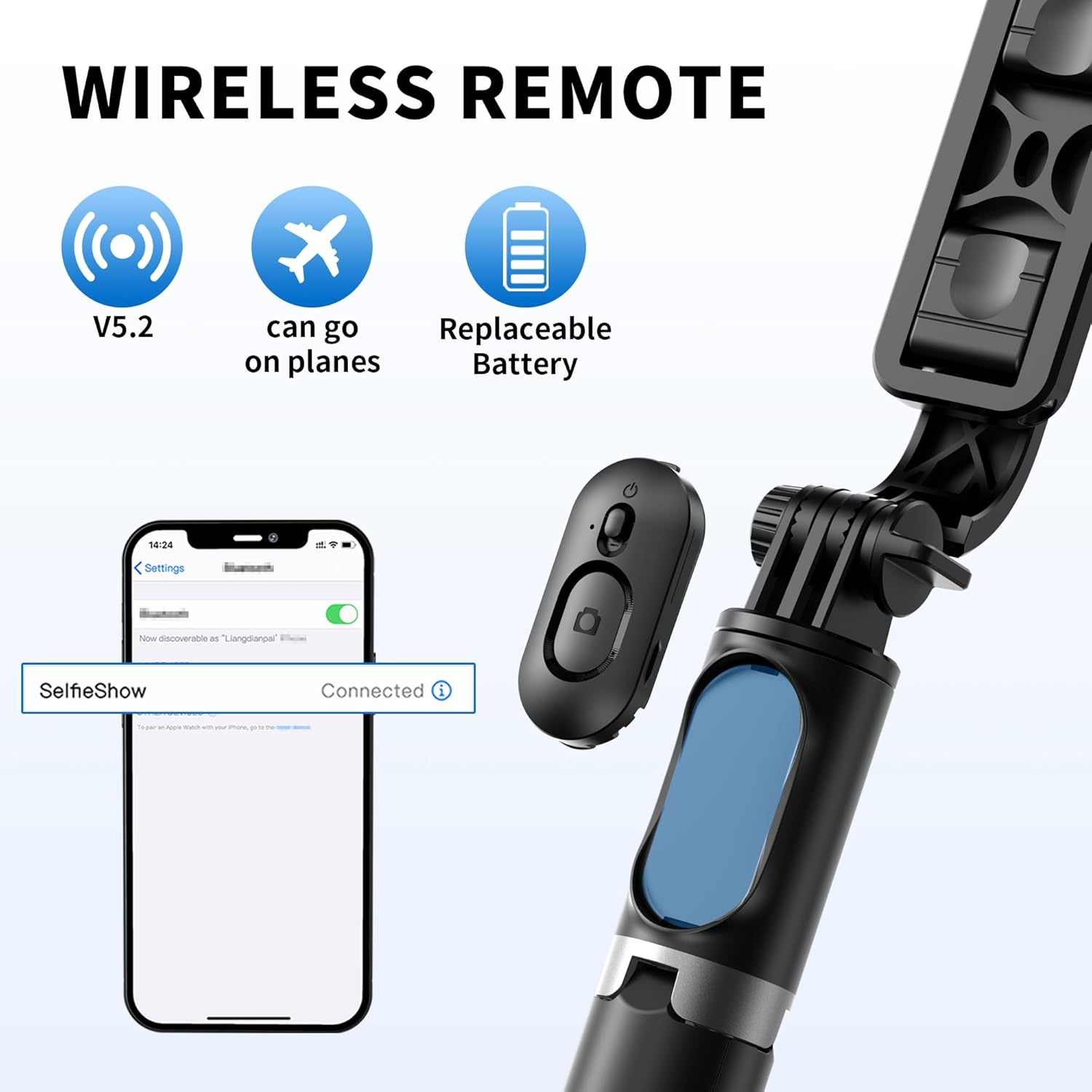 【FaddishDeal】Smartphone selfie stick, self-balancing with remote control, can be rotated 360 degrees, for video recording of the phone stabilizer Cellphone.