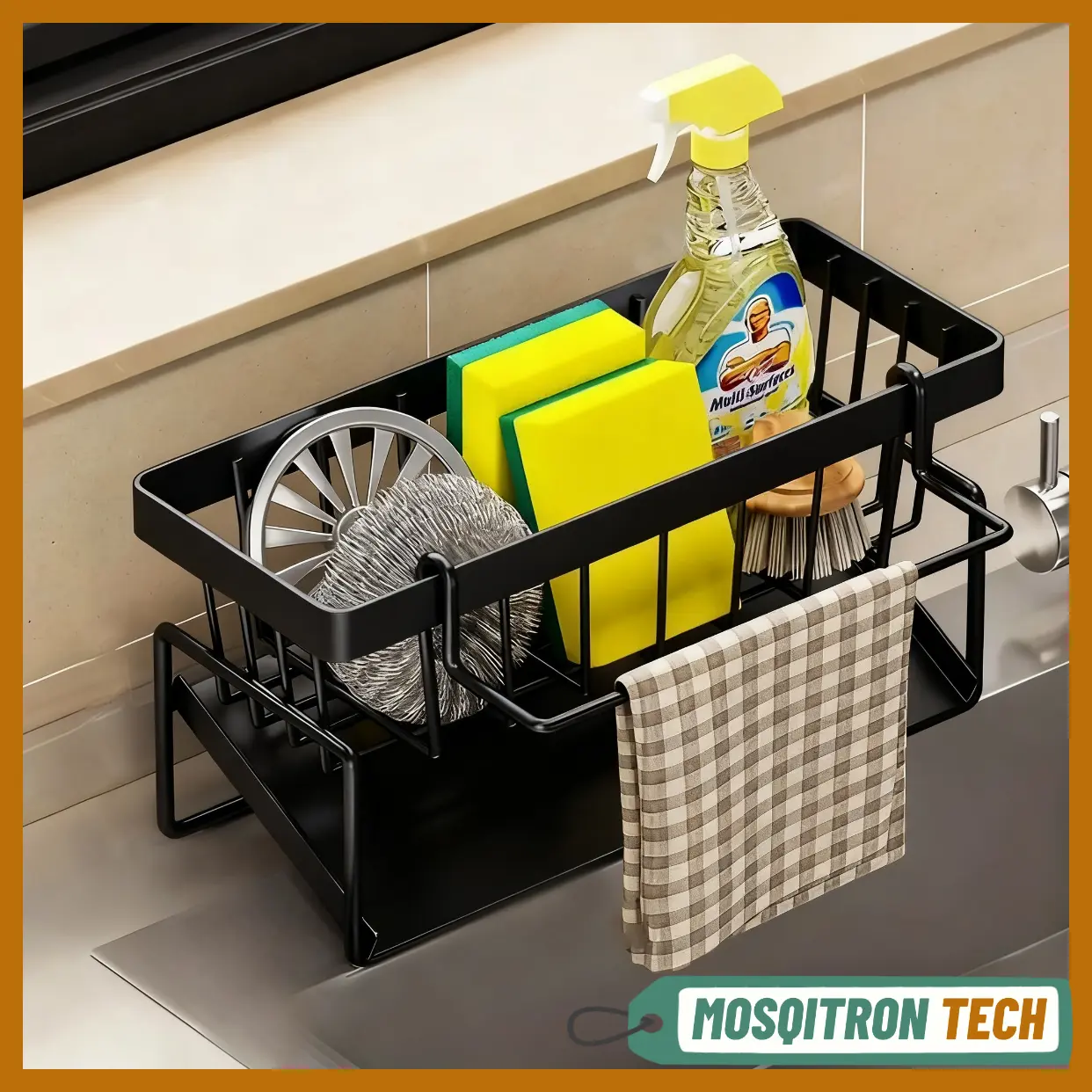 Kitchen Sink Corner Sponge Drain Rack Sink Caddy ultitunctional Durable Cleaning Tool Organizer Storage RackDish Soap Dishdoth Brushes Holder for Kitchen & Bathroom
