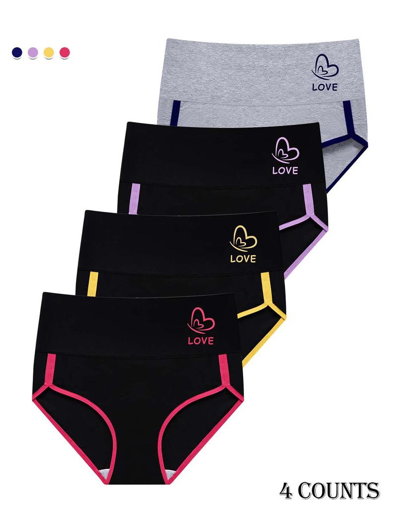 Butterfly & Letter Print Panty Soft Breathable Comfortable Knicker for Daily Wear Women's Underwear for All Seasons Fit Athletic High-Waisted Design Polyester/Elastane Blend