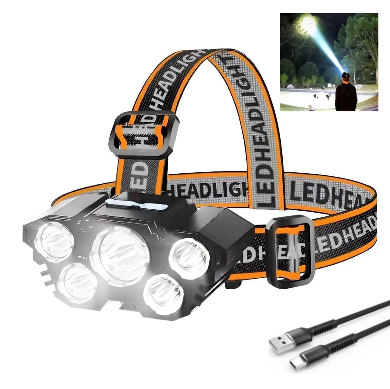 Rechargeable Headlamps 2-Pack LED Headlamps for Adults with Motion Sensor; Waterproof Camping Gear/Flashlights Suitable for Hiking, Running, Repairs, Fishing, and Cycling.