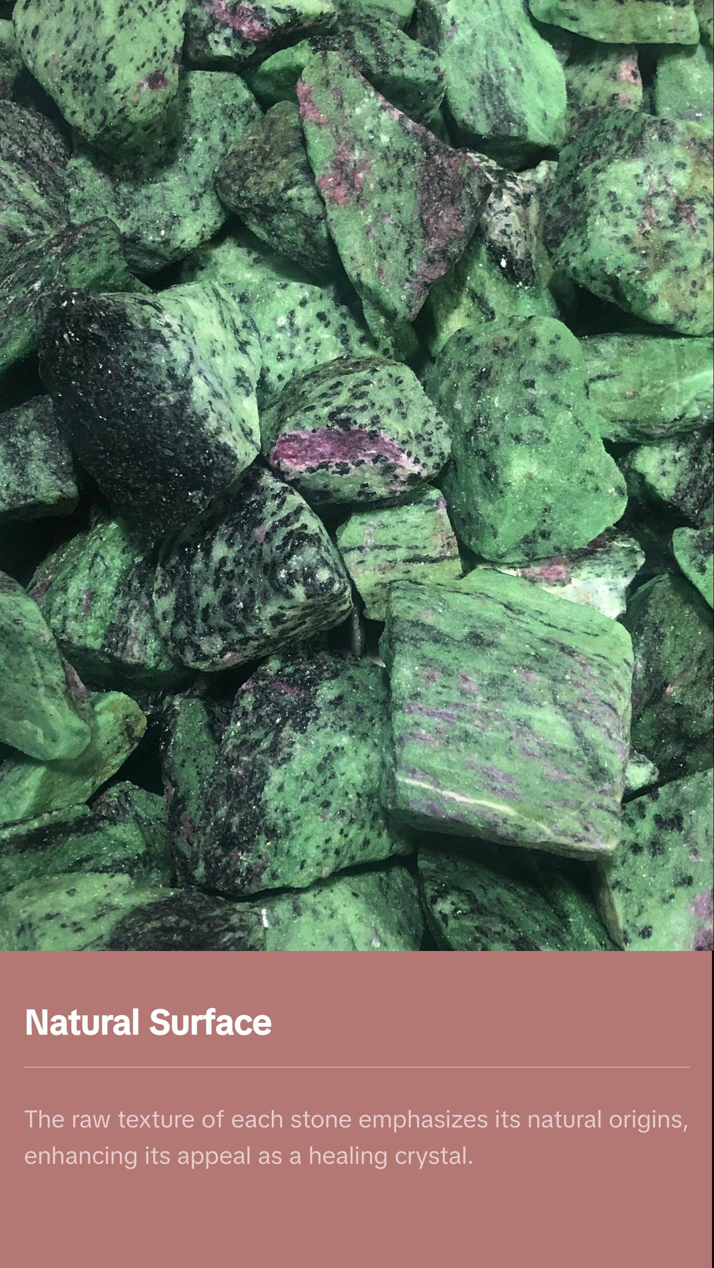 New Moon Beginnings Raw Ruby In Zoisite Stone - Natural Mineral with Green and Purple Colors