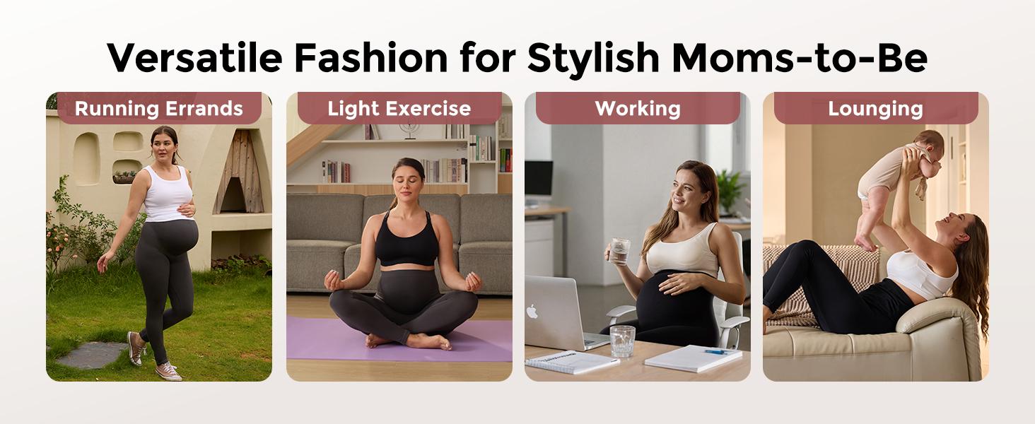 Momcozy Maternity Leggings Over The Belly Maternity Yoga Pants for Women Pregnancy Leggings Workout Pants