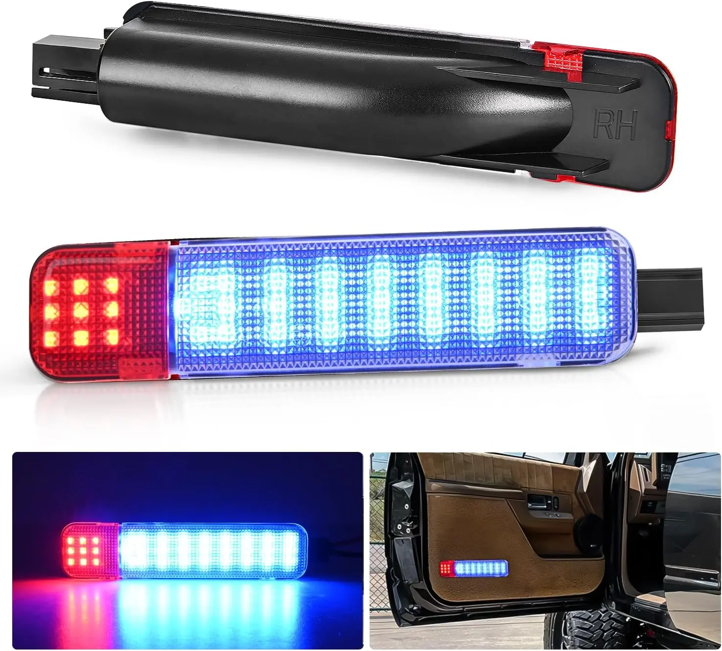 Nilight 2PCS LED Car Door Lights, Blue & Red Interior Door Panel Courtesy Lights, Plug-and-Play Compatible with Chevy GMC C/K Silverado Sierra 1500 2500 3500 HD Suburban Cadillac Escalade Hummer H2, Led Car Ambient Light,car accessories