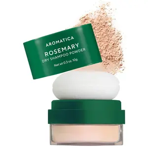 AROMATICA Rosemary Dry Shampoo Powder, Travel Size (10g/0.3oz) - Root Lifting & Volumizing Hair Powder with Panthenol + Biotin, Oil-Absorbing, Non-Aerosol, Talc-Free, Korean Hair Care, for Women