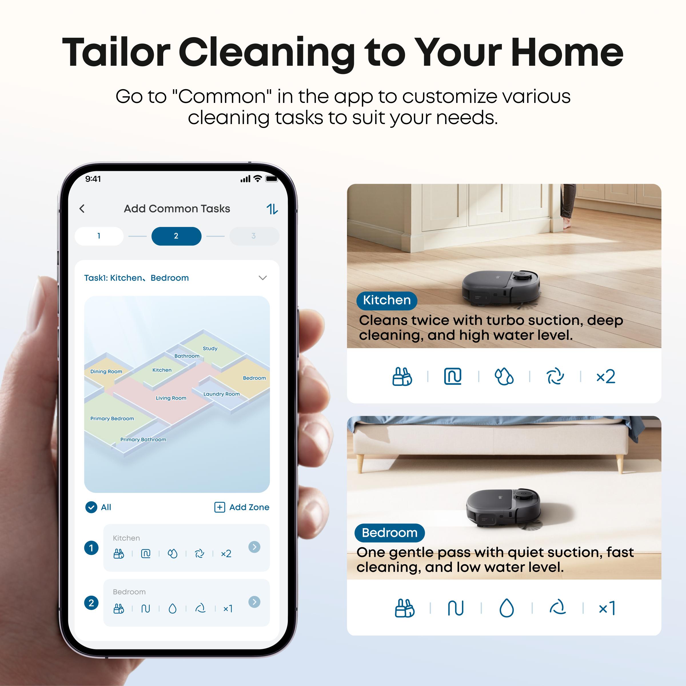 eufy C28 Robot Vacuum and Mop Combo, HydroJet Self-Cleaning Roller Mop, DuoSpiral Detangle Brush, 15,000 Pa Turbo High Suction, 5-in-1 Robot Vacuum and AI Obstacle Avoidance