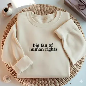 Embroidered Big Fan of Human Rights Sweatshirt, Minimalist Feminist Crewneck, Equality Social Justice Gift