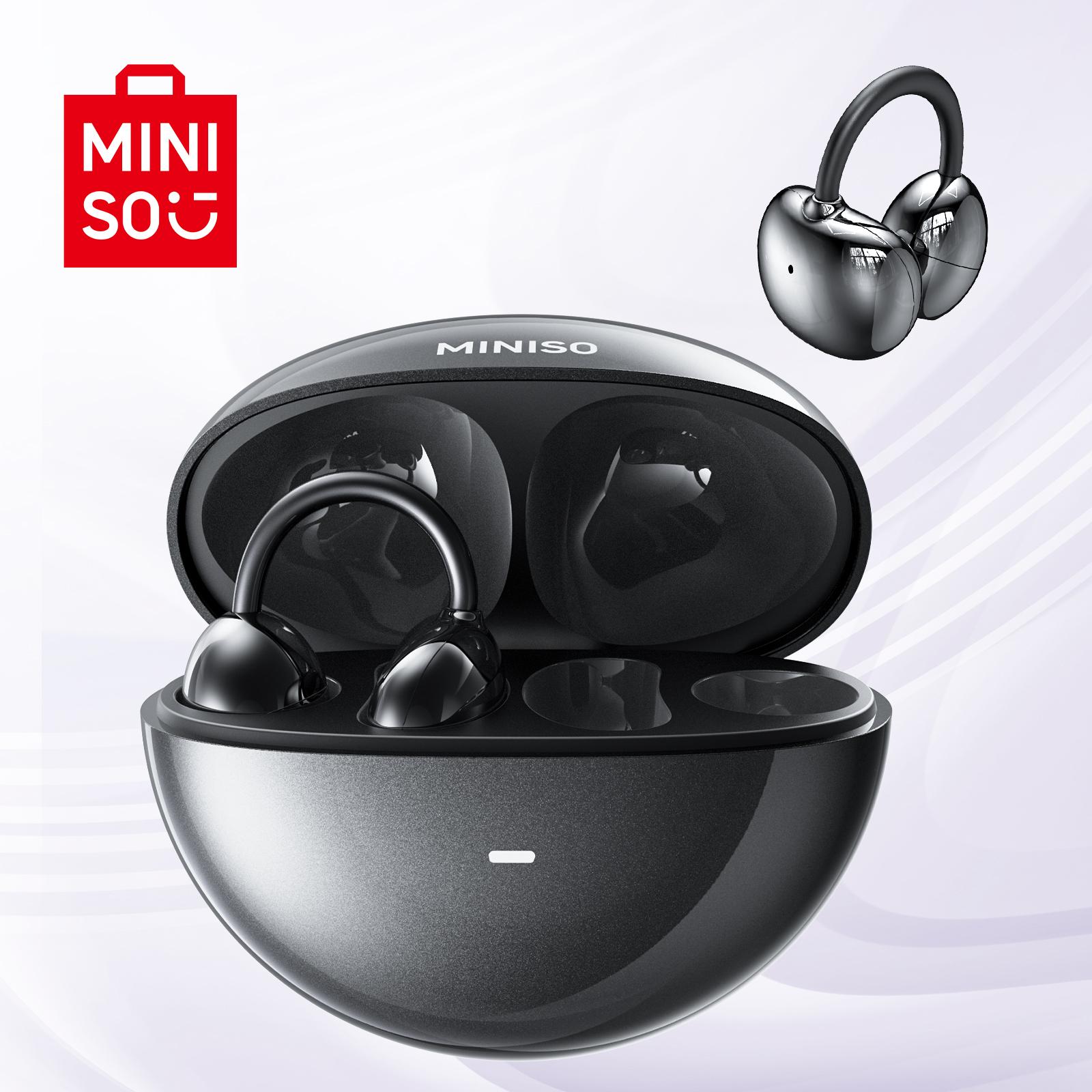 MINISO ChicClip Clip-on Design Earphones, Upgraded Panoramic Sound Headset, Comfortable Wearing & IPX5 Waterproof Sports Earbuds for Work, Fitness