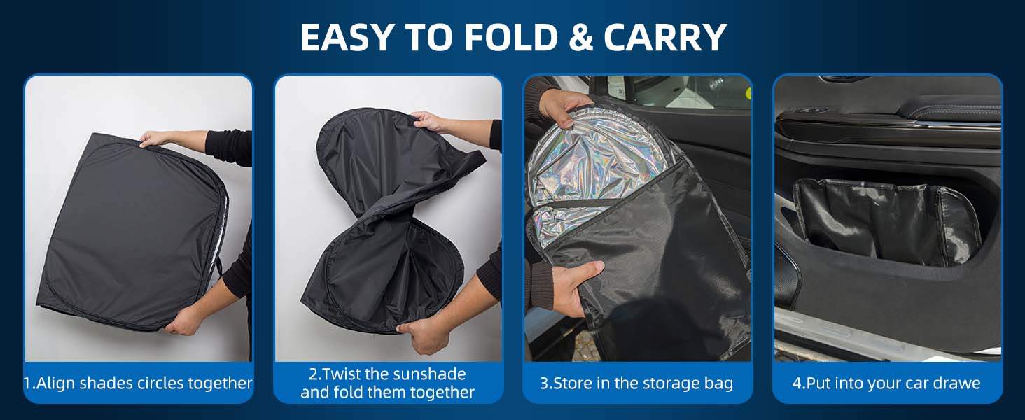 Laser Reflective Windshield Sunshade | Thickened UV-Blocking Sun Shade for Cars, SUVs, Trucks | Heat Reflective Cooling Protection | Foldable with Storage Bag