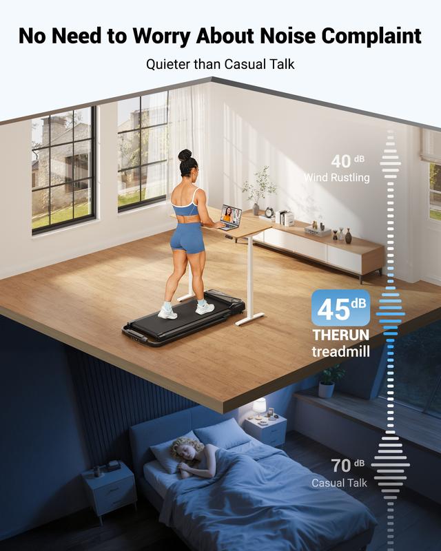 Foldable Walking Pad Treadmill with Handle, Low-Noise Motor 300 lbs Load Shock Absorption LED Display & Remote Control Compact Treadmill for Home & Office Exercise