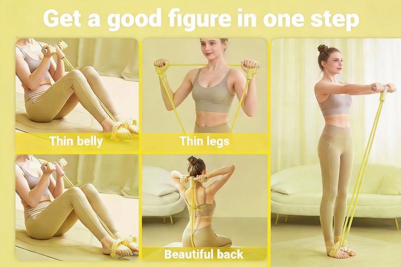 Manual Tension Training Pedal Resistance Band, Eco-Friendly Natural Latex Yoga Stretching Band, Multifunctional Adjustable Elastic Band for Home Gym Arm & Waist and Abdomen Training, Exercise Equipment, Suitable for Both Men and Women