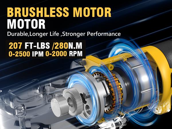 ALLOYPOWER 20V Brushless Right Angle Wrench, 207 Ft-lbs（280N.M） High Torque Cordless Power Tool with 2×2.0Ah Batteries, LED Light, 2-Speed Control, Compact 90° Design for Tight Spaces, yellow  brand inpact  wrench m12 fuel