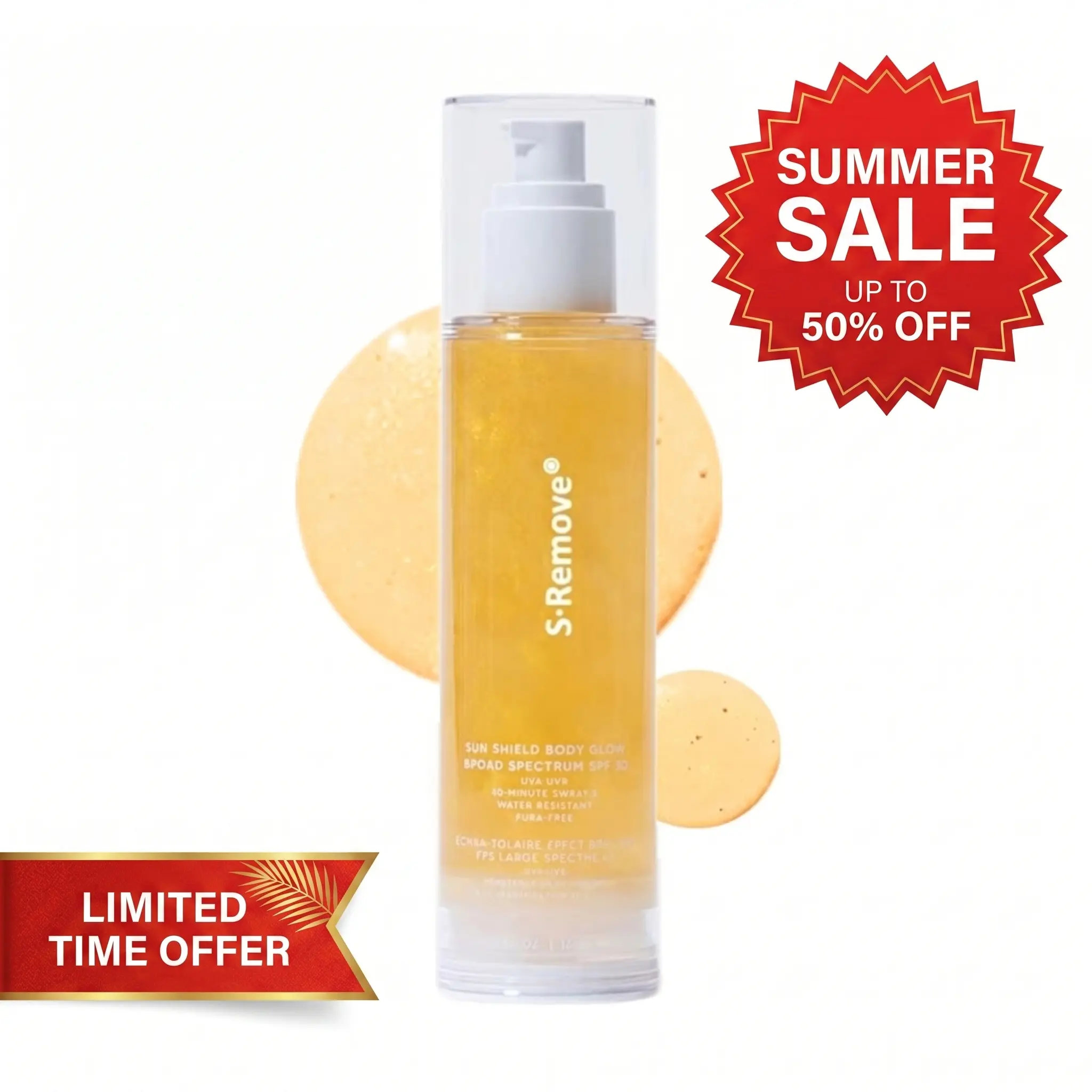 Shimmer Body Sunscreen SPF 50 with Golden Glow - Lightweight Hydrating Moisturizer with 5-Oil Blend & Vitamin E, Water-Resistant & Scented Daily Body Care Gel for Adults, 3.3 Fl Oz, Coconut, All