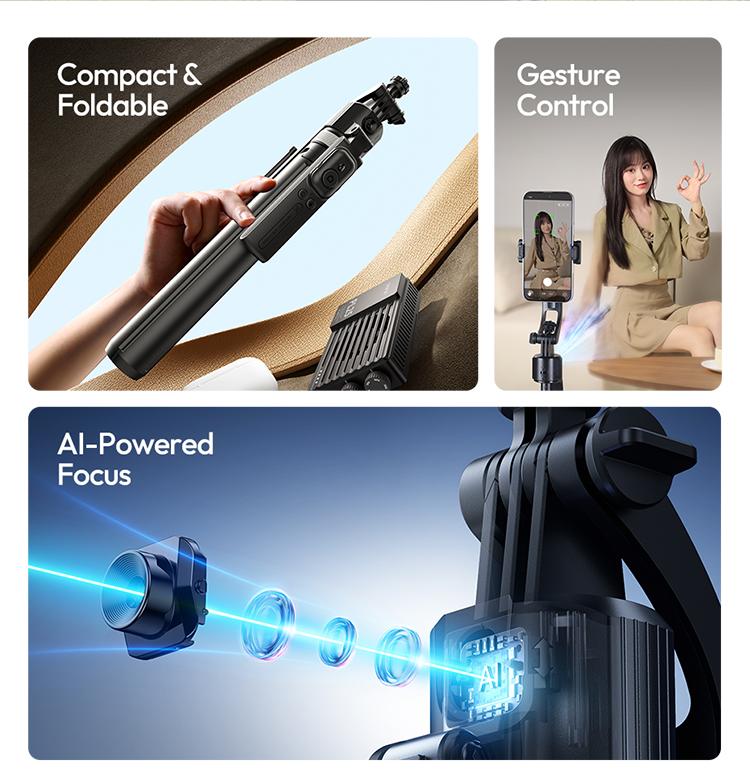 ULANZI TT23 64" Auto Face Tracking Tripod for iPhone/Android with Remote 360° Rotating Selfie Stick Follows Your Movement Facial Recognition Tripod for iPhone 17/16/15/14/13/Android/Camera/GoPro ULANZI TT23 64" Auto Face Tracking Tripod for iPhone/Android with Remote 360° Rotating Selfie Stick Follows Your Movement Facial Recognition Tripod for iPhone 17/16/15/14/13/Android/Camera/GoPro