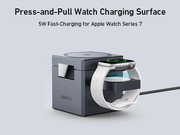 Anker 3-in-1 MagSafe Charger Stand, Foldable, 15W Fast Charging for iPhone 17 / 16 / 15 / 14 Series, Apple Watch, and AirPods (Charger and Interchangeable Plugs Included)