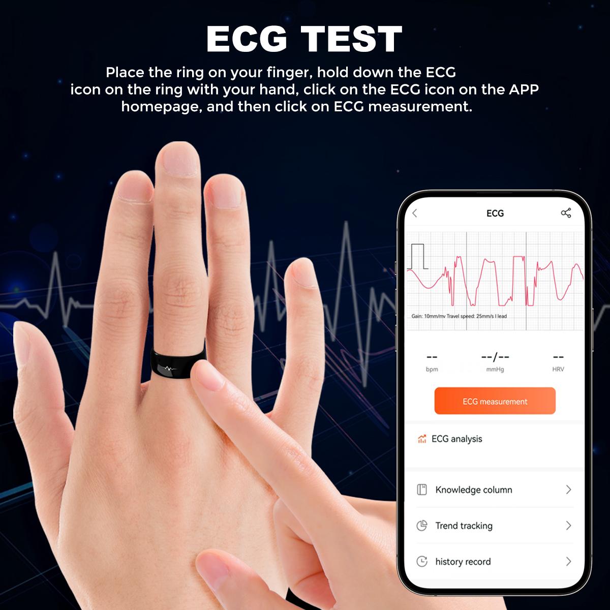 MIRO R1E ECG Monitor Smart Ring - Comprehensive Health Monitoring, Blood Pressure, Heart Rate & Blood Oxygen, Sleep, Waterproof, Android Watch, Fitness Tracker