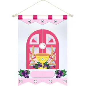 First Communion Banner Kit 9 x 12 Inches Felt Holy Grapes Craft 1st Communion Banner Kit for Church Sunday School Boys Girls DIY Catholic(Cute)