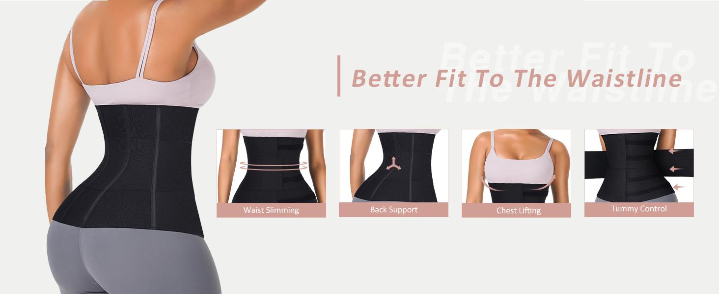 FeelinGirl Waist Trainer Wrap for Women Tummy Control Waist Cincher 3 Segmented Sauna Belt Plus Size Body Shaper Colombianas Plus Size S to 3XL Polyester Shapewear