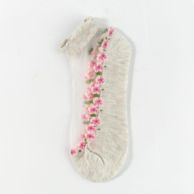 Floral Lace Women's Spring Summer Ankle Socks [10-pair pack] - Cute Cotton Sole Sweat-Wicking Breathable Socks (One size)