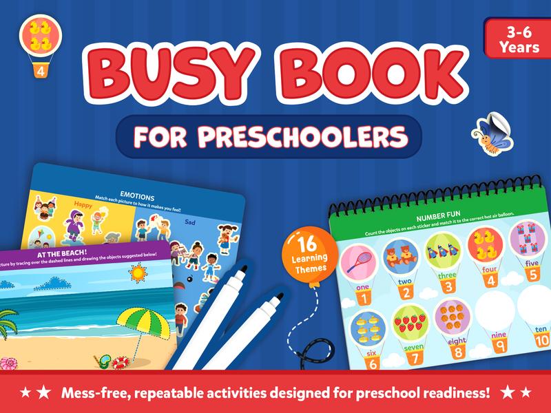 Skillmatics Busy Book for Preschoolers – Preschool Learning Activities, Mess-Free & Pre-Assembled, 150+ Reusable Stickers, Educational Homeschool & Travel Toy, Gift for Toddlers for Ages 3, 4, 5, 6