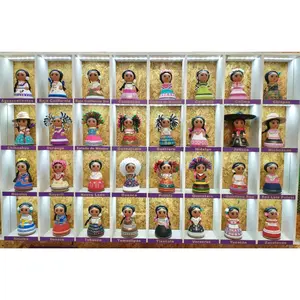 Mexican Figurines Handmade Clay Folklore- 32-Total Mexican State Dolls