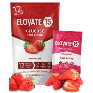 Fast Acting Glucose Powder Packets Strawberry - Quick Dissolving, 15g Pure, Gluten-Free Glucose Packets | Oral Dextrose Powder for Kids & Adults | Easy-to-Carry Pocket Sized Slimpaks