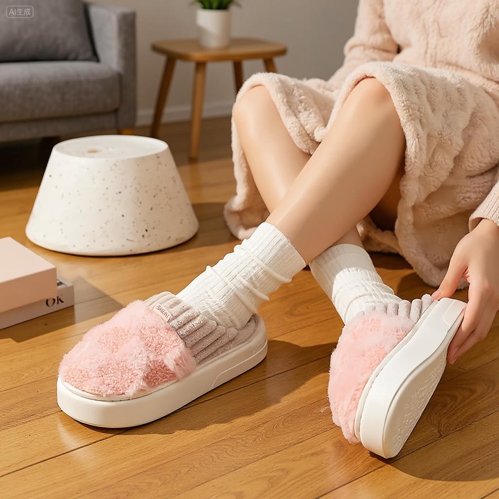 Cotton slippers for women, anti slip cashmere for warmth, monthly slippers for indoor home, cute and fluffy cotton mop Girl Footwear Flipflop Cotton slippers for women, anti slip cashmere for warmth, monthly slippers for indoor home, cute and fluffy cotton mop Girl Footwear Flipflop