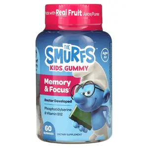 The Smurfs Kids Gummy, Memory & Focus, Ages 4+, Smurf Berry, 60 Gummies