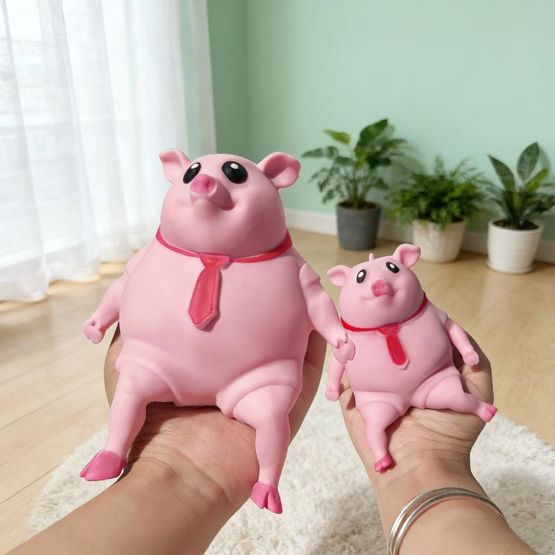 Cute and elastic pink pig plush toy | Super stress relieving toy | Creative and fun gift