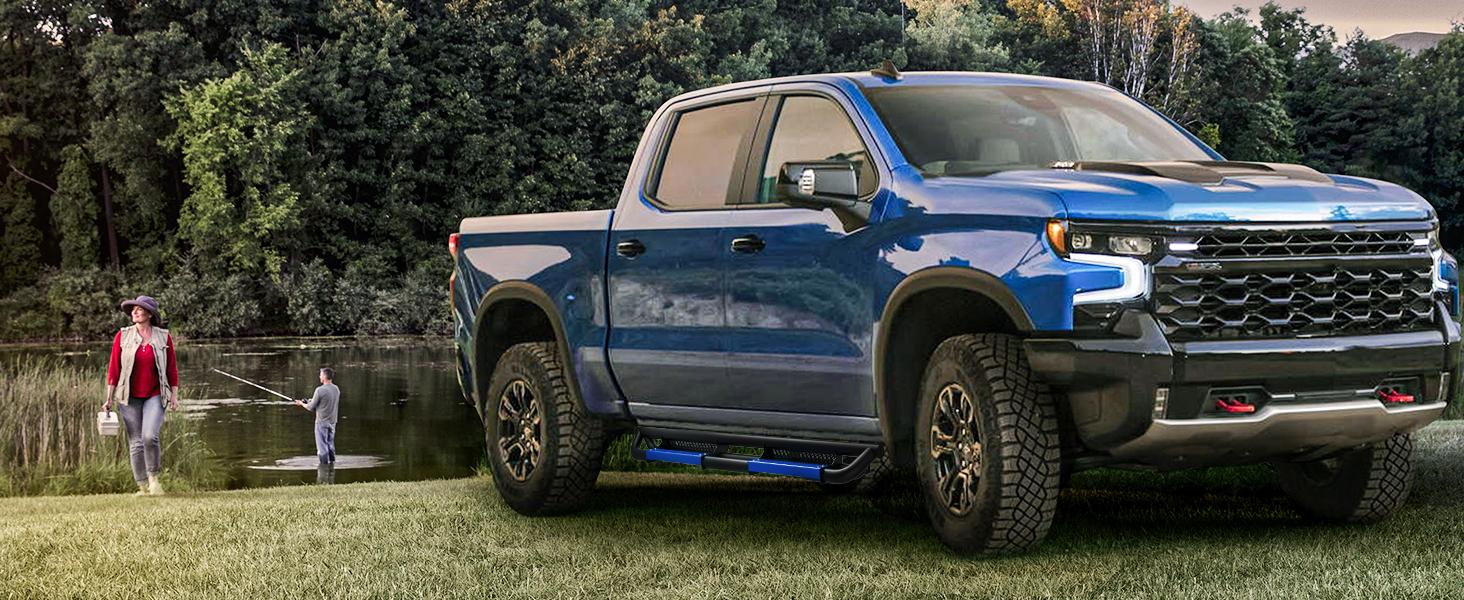 YITAMOTOR 6 inch Running Boards Compatible with 2009-2018 RAM 1500/2010-2024 RAM 2500 3500 Crew Cab/2019-2023 RAM 1500 Classic Crew Cab, Bolt-on Side Steps with Paintable Step Plates, Black and Red Nerf Bars