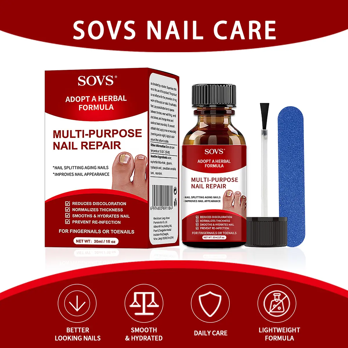 SOVS Extra Strength Toenail Fungus Treatment - 1 Fl Oz Antifungal Solution with Euphorbia Hirta, Nail Care Serum for Damaged Nails，#DealsForYouDays