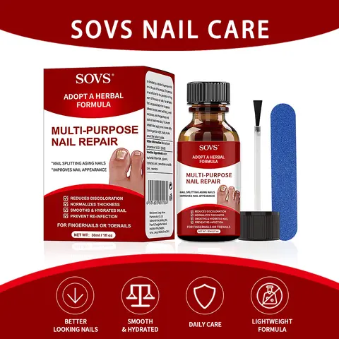 SOVS Extra Strength Herbal Antifungal Nail Rescue Serum - 1 Fl Oz Gentle Manicure Repair Treatment for Toenails & Fingernails with Euphorbia Hirta, Cnidium Monnieri, Hydrating, Strengthening, Smooth 2-3x Daily 2-3 Drops Routine for Adults