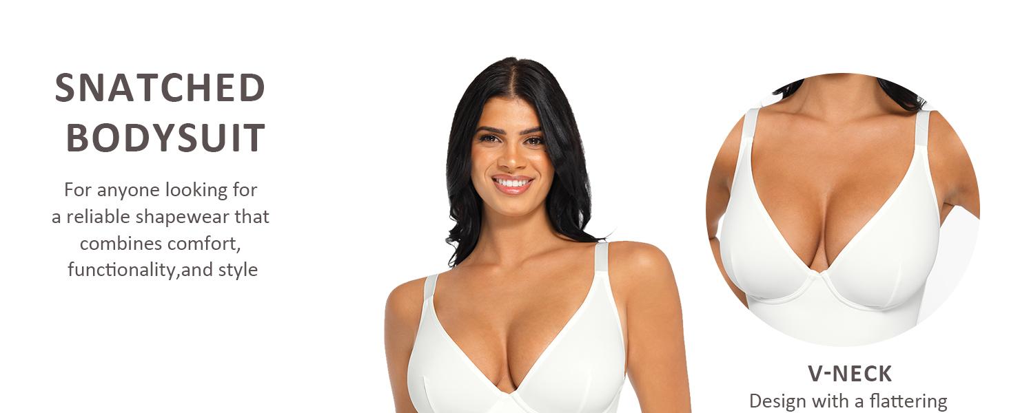 FeelinGirl Shapewear Bodysuits for Women Tummy Control Body Suits Deep V Neck Corset Tops Panty  Womenswear Nylon Soft Fashion Comfortable Deals For You Days Springtok SpringStatements