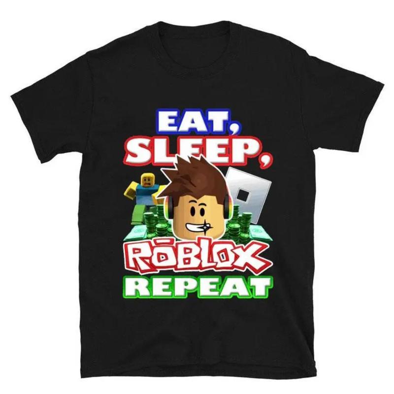 Eat Sleep Roblox Repeat Official Shirt Featuring Nostalgic and Iconic Gaming Artwork