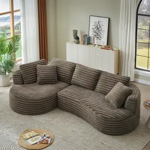 Luxury Curved L-Shape Sectional Sofa Bed: Modern Minimalist Design, Oversized Sleeper Couch for Living Room, Apartment & Office Reception, No Assembly Required
