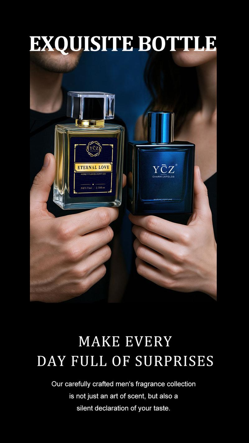 YCZ Men's Premium Cologne Set Eternal Love 75ml & Midnight Marine 50ml Aromatic Woody Scent Long-Effect EDP Unisex Fragrance for Clubbers Perfume Scented Perfume Oil Concentrated Perfume Pack