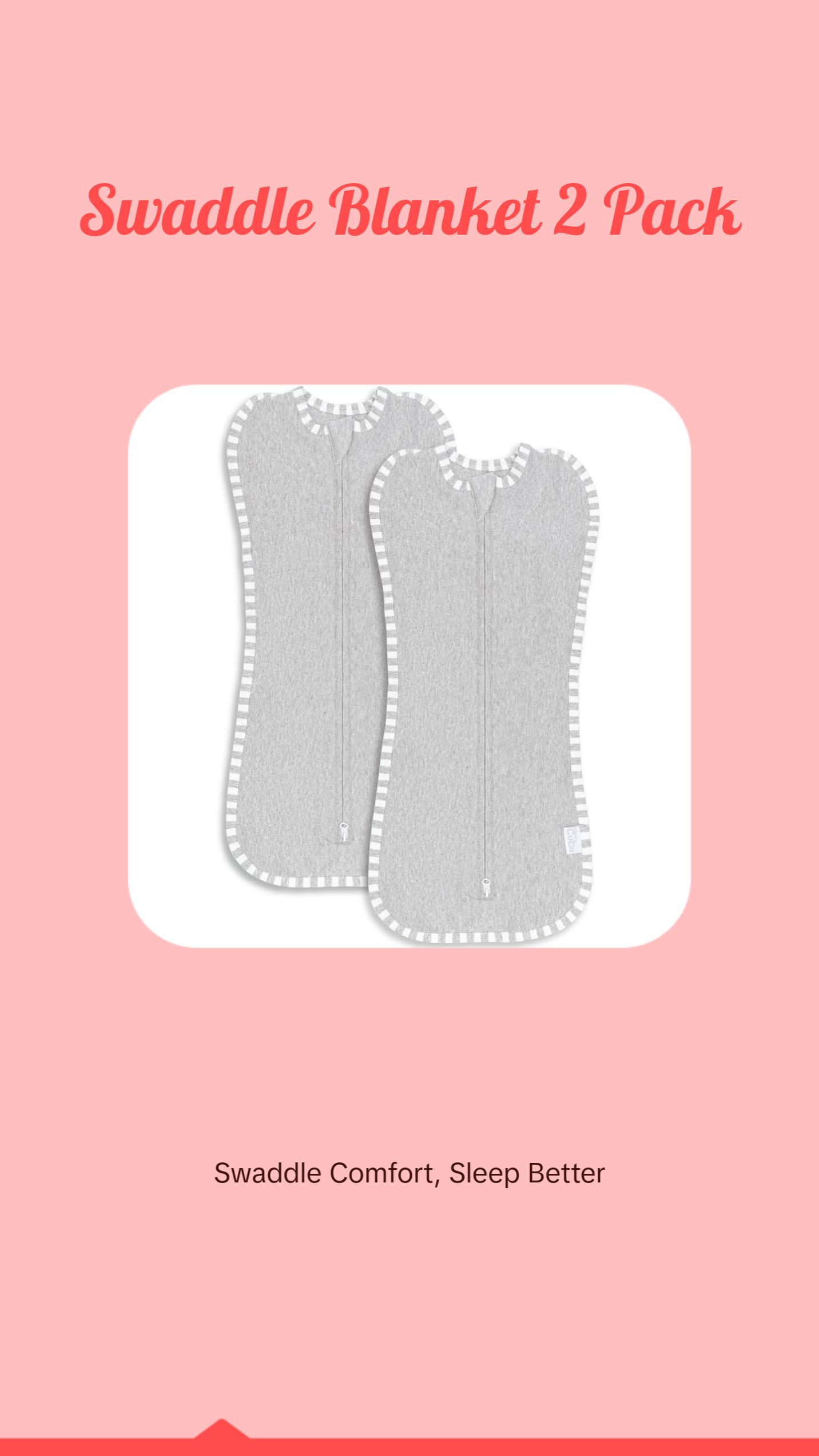 Comfy Cubs Swaddle Blanket Baby Girl Boy Easy Zipper Wrap 2 Pack Newborn Infant Sleep Sack (Large 3-6 Months)