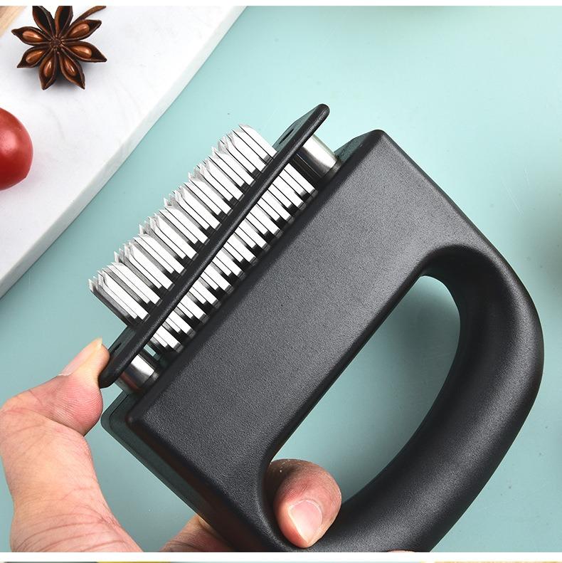 Stainless Steel 48-Pin Tenderizer with Auto Rebound Quickly Tenderizes Meat Sous Vide Tool for Beef Tenderloin Chicken Wings