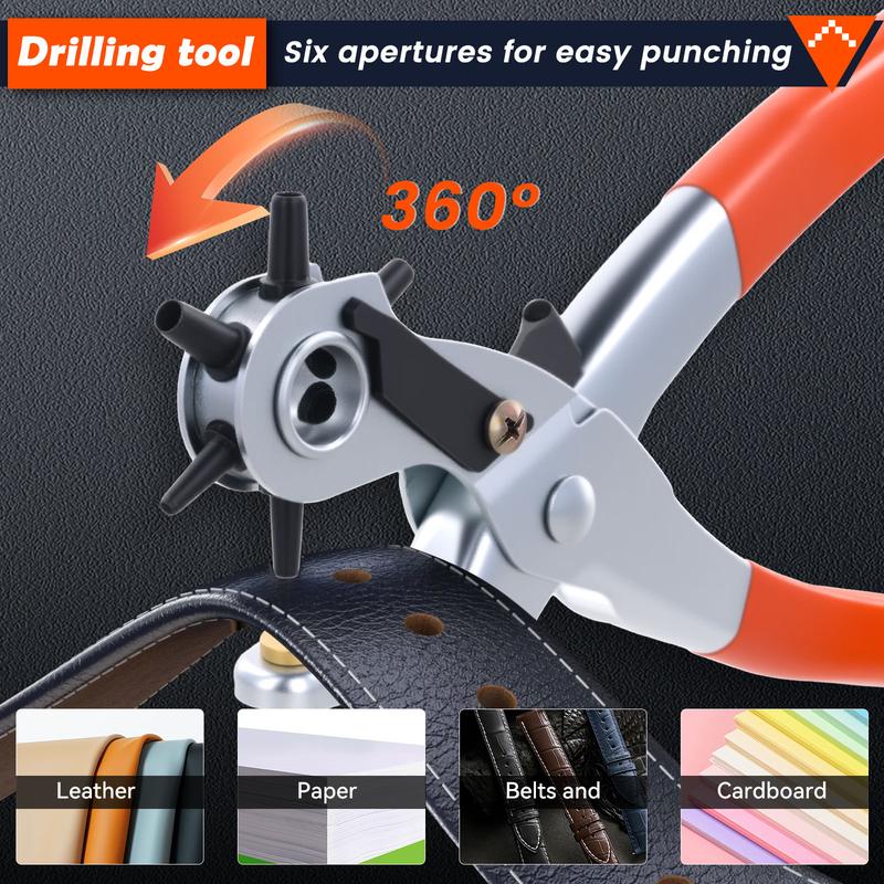 Multifunctional Belt Hole Punching Tool, Professional PU Leather Paper Hole Punching Tools, Portable Handheld Hole Punch for Home & Daily Industrial Use