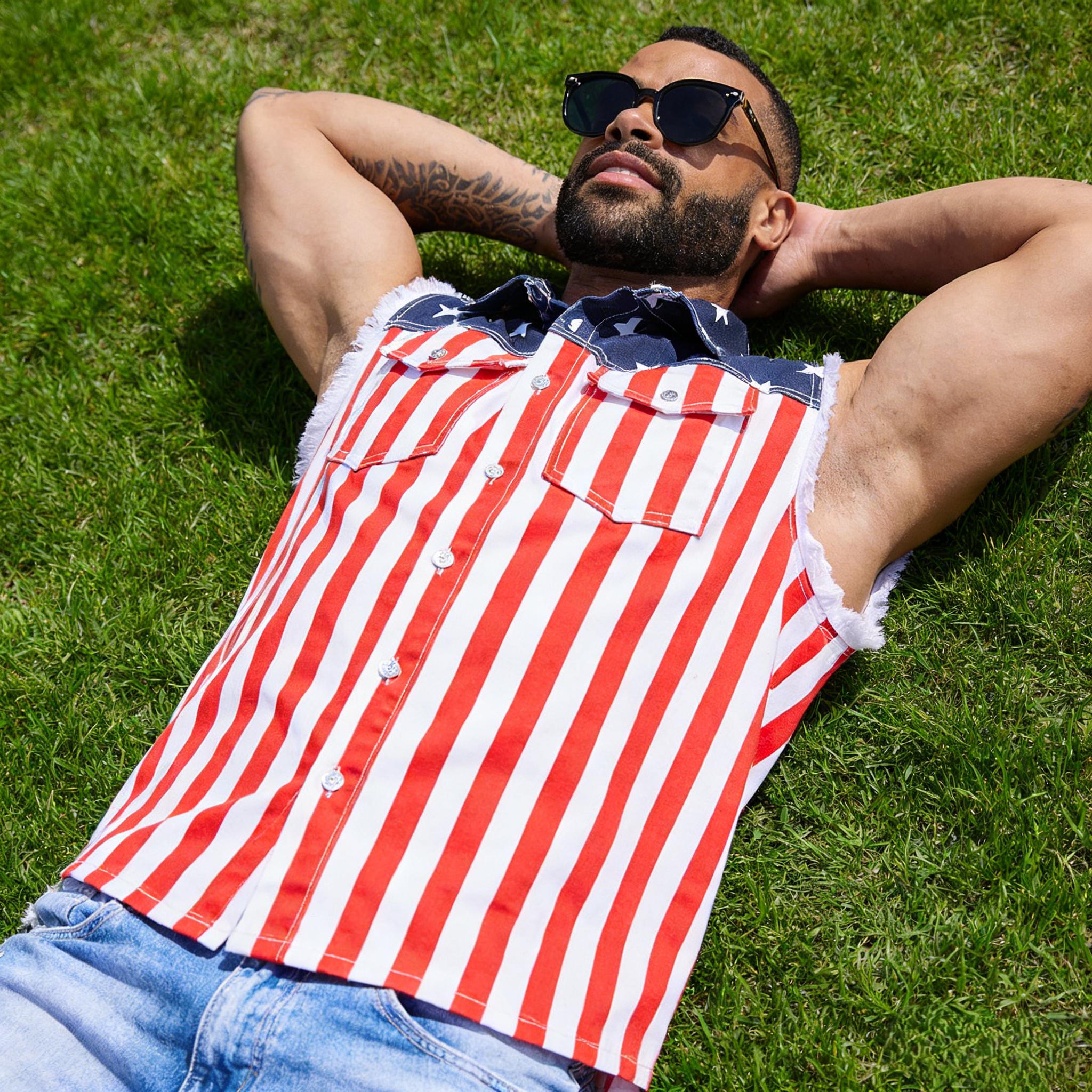 Yuanbang 4th of July Men’s American Flag Denim Vest USA 250th Birthday Independence Day Sleeveless Summer Casual Jacket Patriotic Style Outdoor Fashion Menswear Father's Festival Dad Gifts Guys Love Top SpringStatements Yuanbang 4th of July Men’s American Flag Denim Vest USA 250th Birthday Independence Day Sleeveless Summer Casual Jacket Patriotic Style Outdoor Fashion Menswear Father's Festival Dad Gifts Guys Love Top SpringStatements