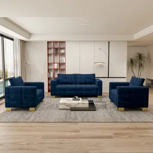 Discover the Ultimate Modular Sectional Sofa Set for Modern Living! Upholstered in Premium Durable Fabric, This Navy Blue/Beige/Olive Green Couch Features a 3-Seater and 1-Seater Armchair Combo. Perfect for Small Apartments, Living Rooms, and Game Nights