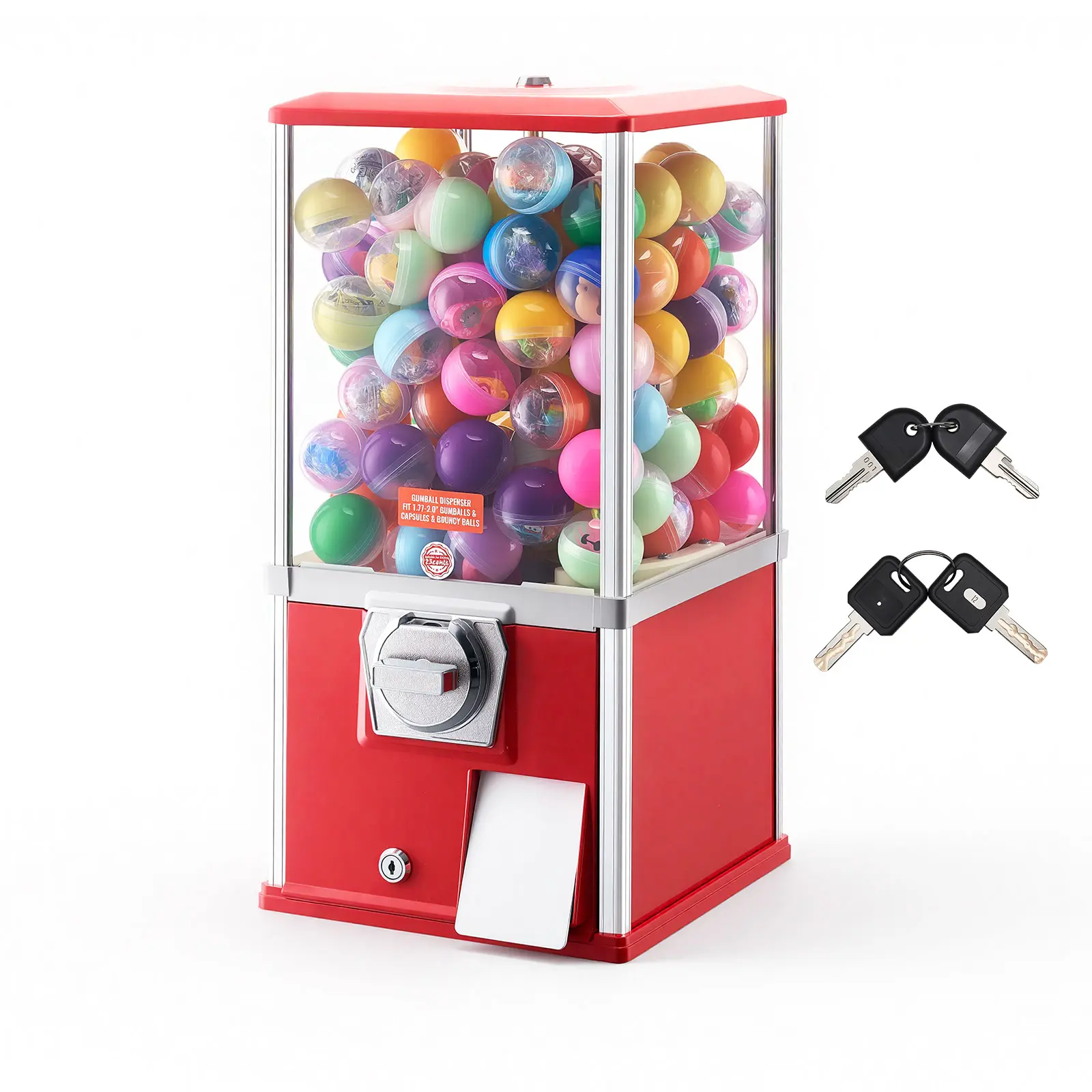 VEVOR Gumball Machine - 21in Height Dispensing Candy Vending Machine, 25-Cent Coin Operated, Holds Up to 180 1.77in Spherical Candies for Shopping Malls, Amusement Parks